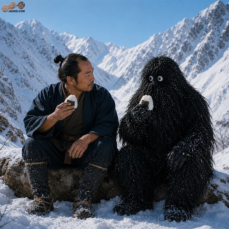 竹助 雪男 おにぎりを食べるシーン