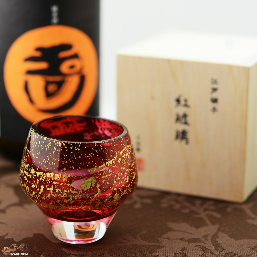木箱入】江戸硝子 紅玻璃(べにはり) 冷酒杯(純米酒) LS19610RAU