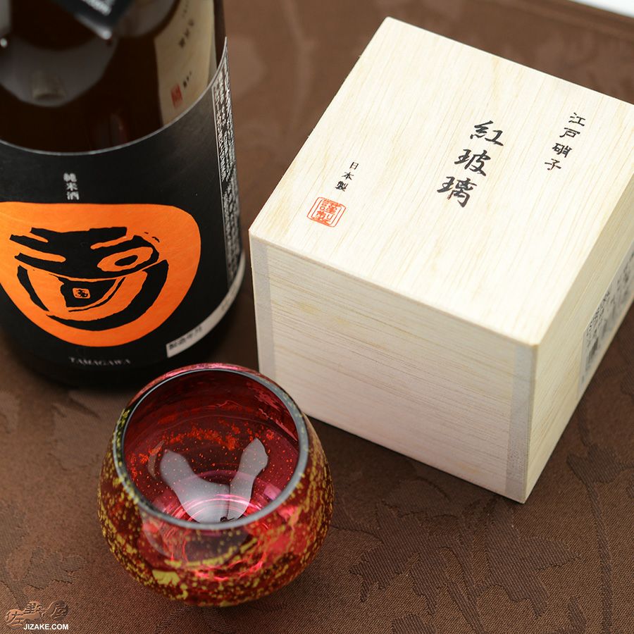 木箱入】江戸硝子 紅玻璃(べにはり) 冷酒杯(純米酒) LS19610RAU