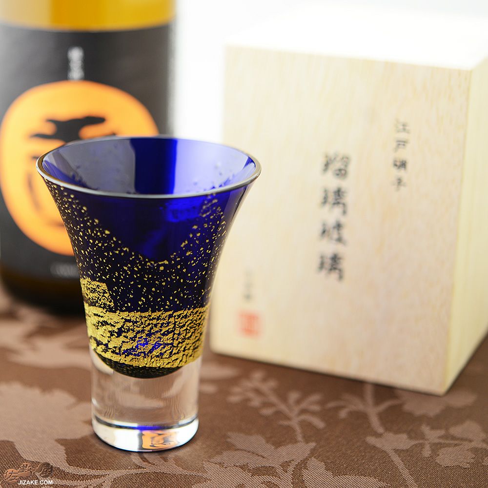 木箱入】江戸硝子 瑠璃玻璃(るりはり) 冷酒杯 LS19617RULM | 日本酒