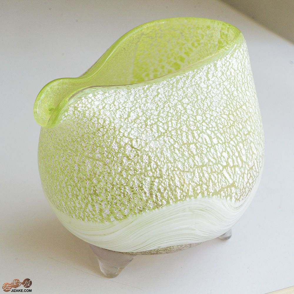 SUN GLASS STUDIO KYOTO  【箱入】風のしらべ　新緑　底 紫蘇色　片口