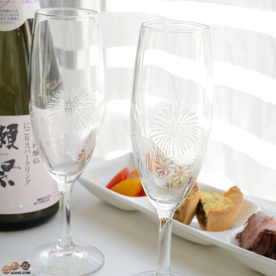 箱入】冷感花火 シャンパングラス ペアセット | 日本酒専門店 佐野屋