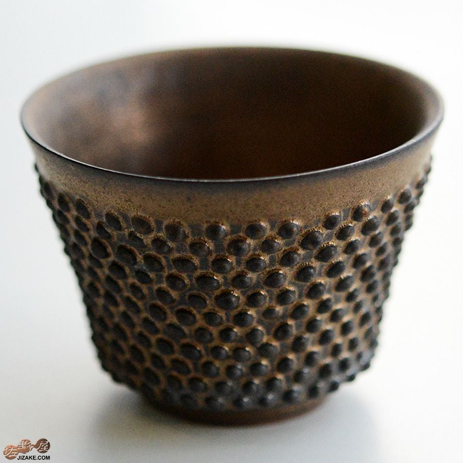 陶芸家　谷口純一 【簡易ラッピング】谷口純一作　螺髪（らほつ）ぐい呑み角