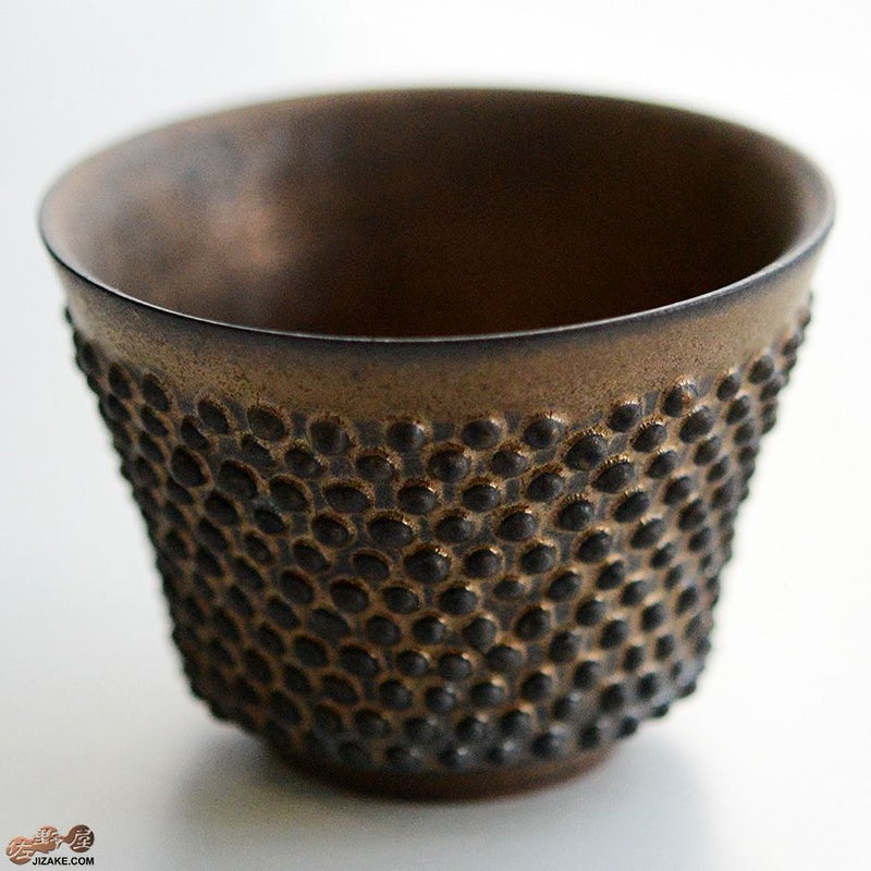 陶芸家　谷口純一 【簡易ラッピング】谷口純一作　螺髪（らほつ）ぐい呑み角