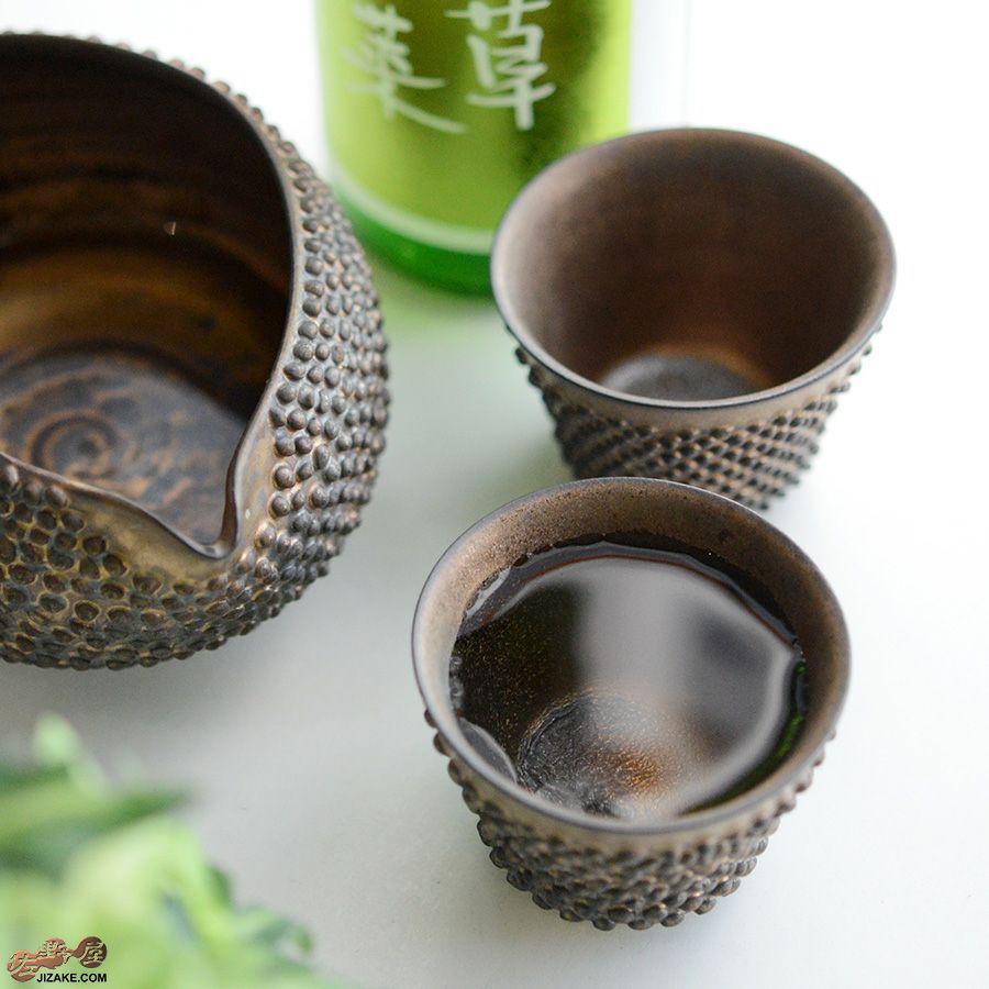 陶芸家　谷口純一 【簡易ラッピング】谷口純一作　螺髪（らほつ）ぐい呑み角