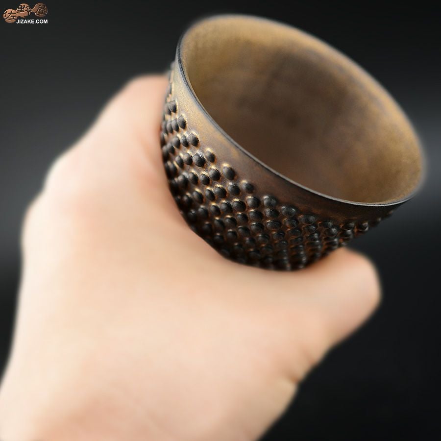 陶芸家　谷口純一 【簡易ラッピング】谷口純一作　螺髪（らほつ）ぐい呑み角