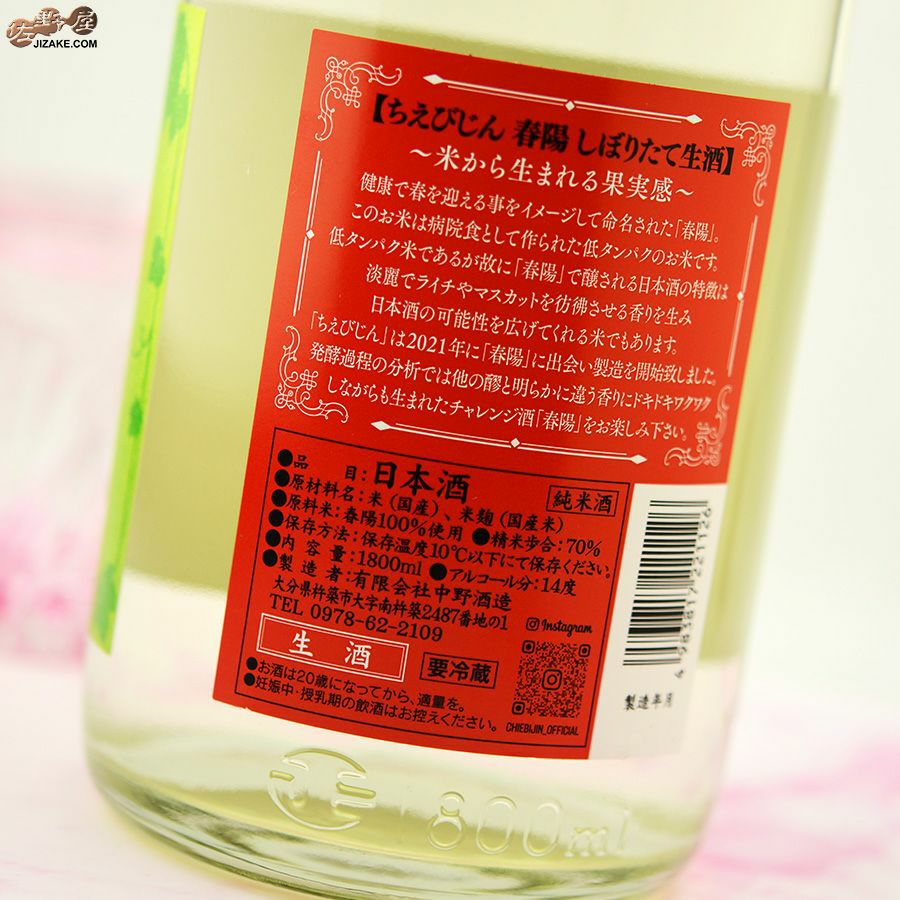ちえびじん　春陽　しぼりたて生酒