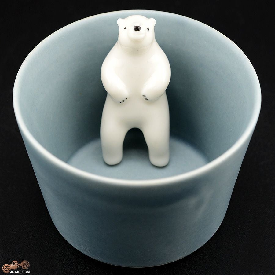 陶磁器 楽土(らくど) シロクマの熊五郎 グレー　いい湯だな