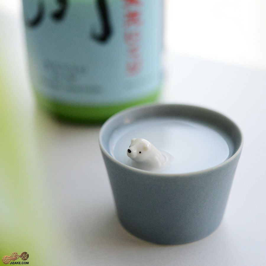 陶磁器 楽土(らくど) シロクマの熊五郎 グレー　こんばんは