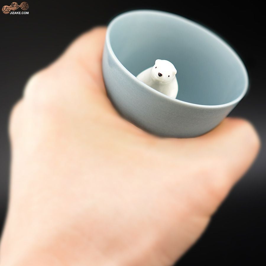 陶磁器 楽土(らくど) シロクマの熊五郎 グレー　こんばんは