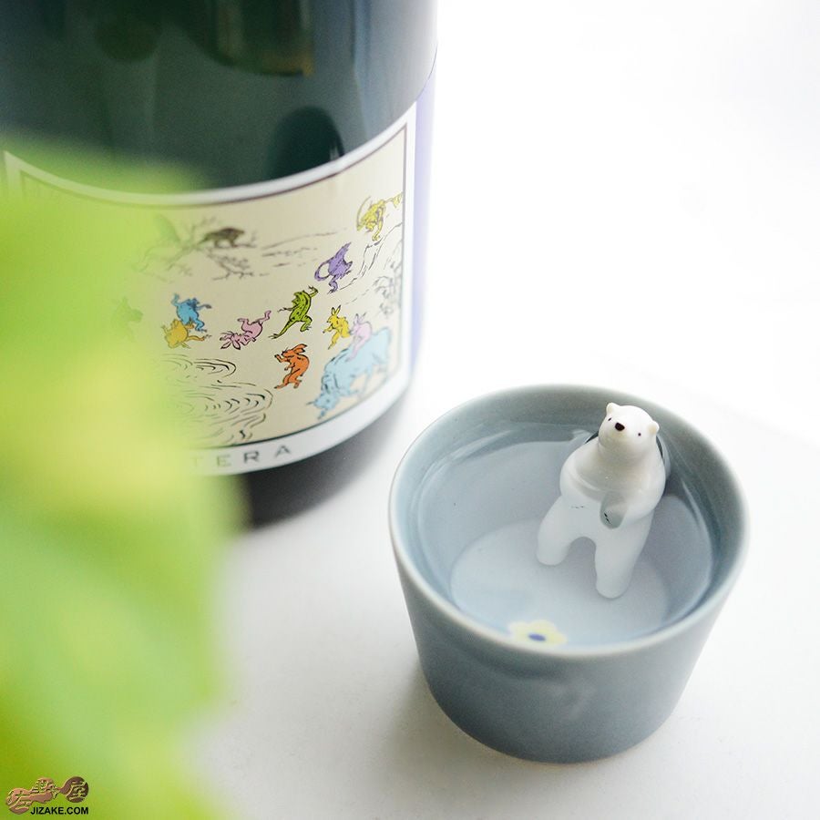 陶磁器 楽土(らくど) 【箱入】シロクマの熊五郎 グレー　いい湯だな＆こんばんは　2個セット