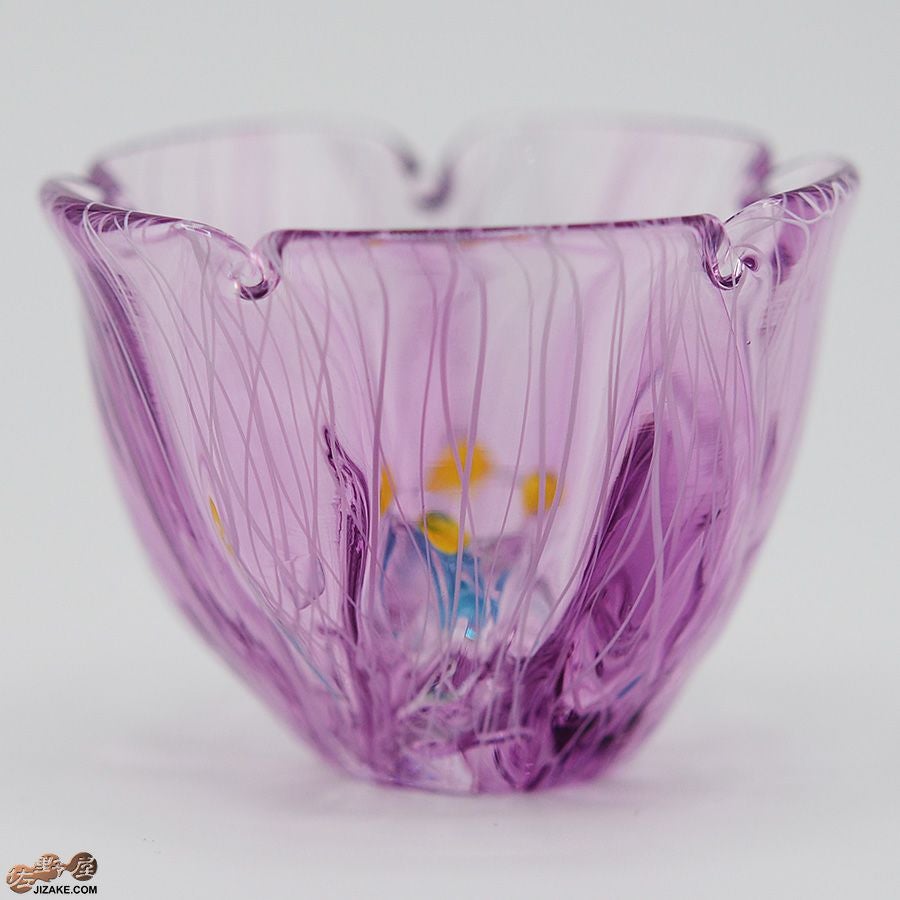 【箱入】湯浅明子 お花のぐい呑み 紫