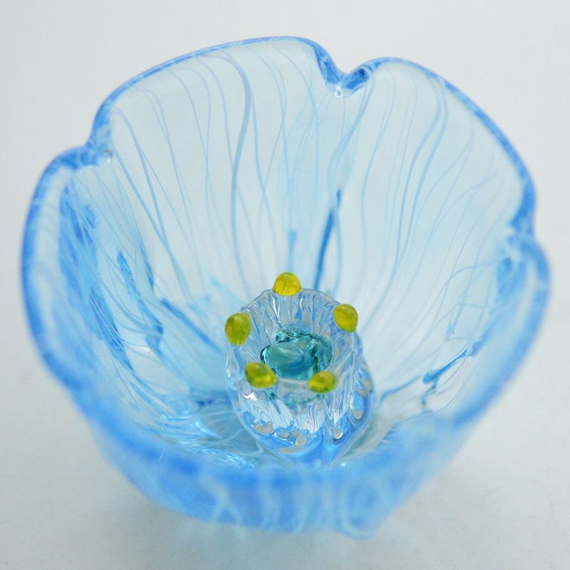 【箱入】湯浅明子 お花のぐい呑み 水色