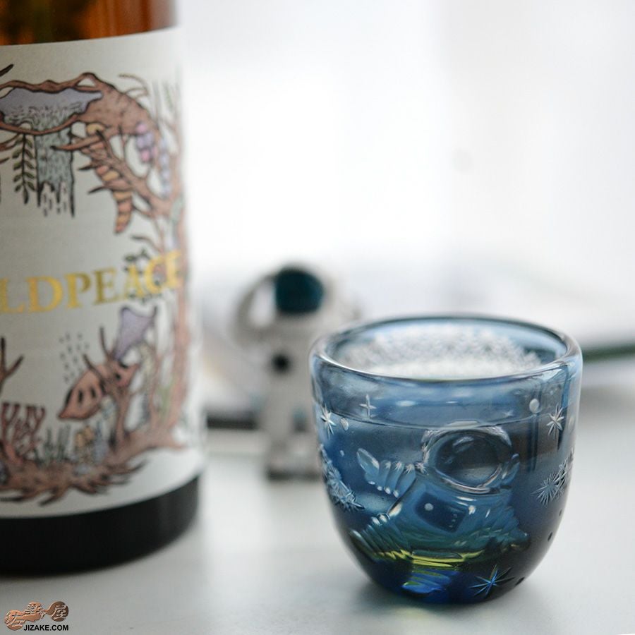 【箱入り】塩原清夏　切子ぐいのみ　宇宙飛行士