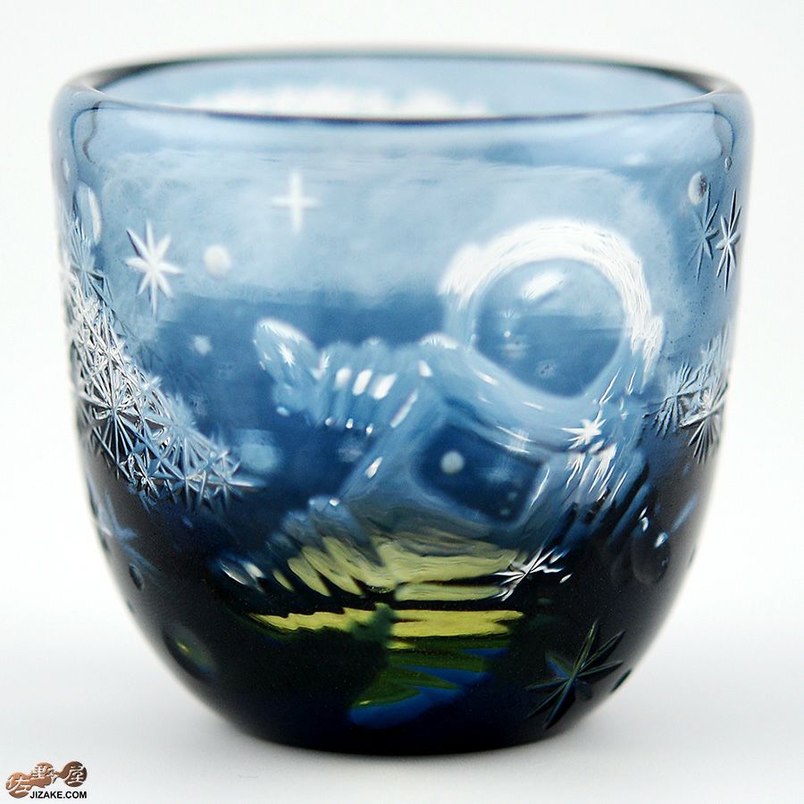 【箱入り】塩原清夏　切子ぐいのみ　宇宙飛行士