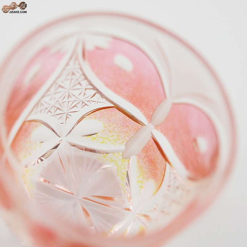 【箱入り】塩原清夏　切子ぐいのみ　蝶