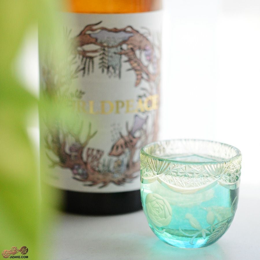 【箱入り】塩原清夏　切子ぐいのみ　小鳥とバラ