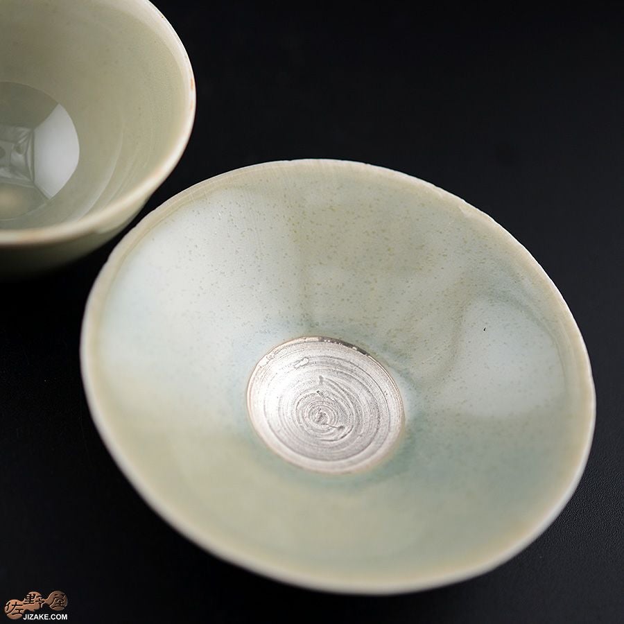 箱入】アントノヴァマリコ 銀彩 盃・台セット 青磁 | 日本酒専門店