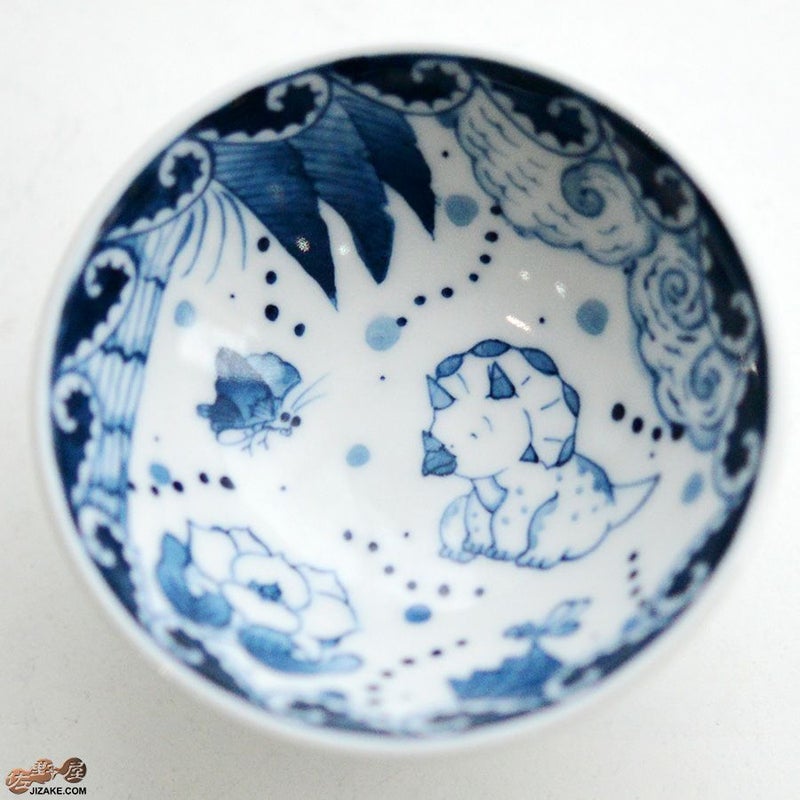 KoneKoneLabCue 染付盃　トリケラトプス