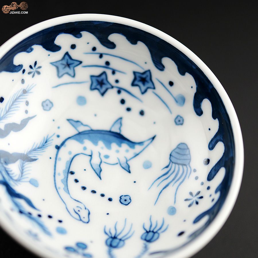 KoneKoneLabCue 染付盃　プレシオサウルス