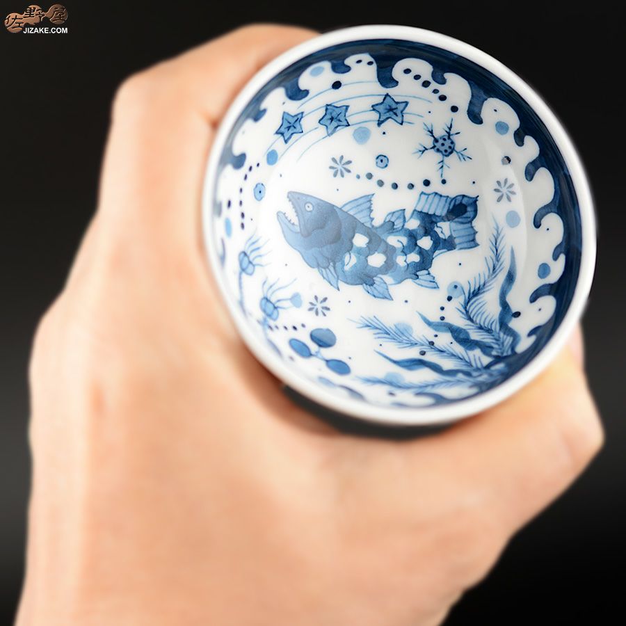 KoneKoneLabCue 染付盃　シーラカンス