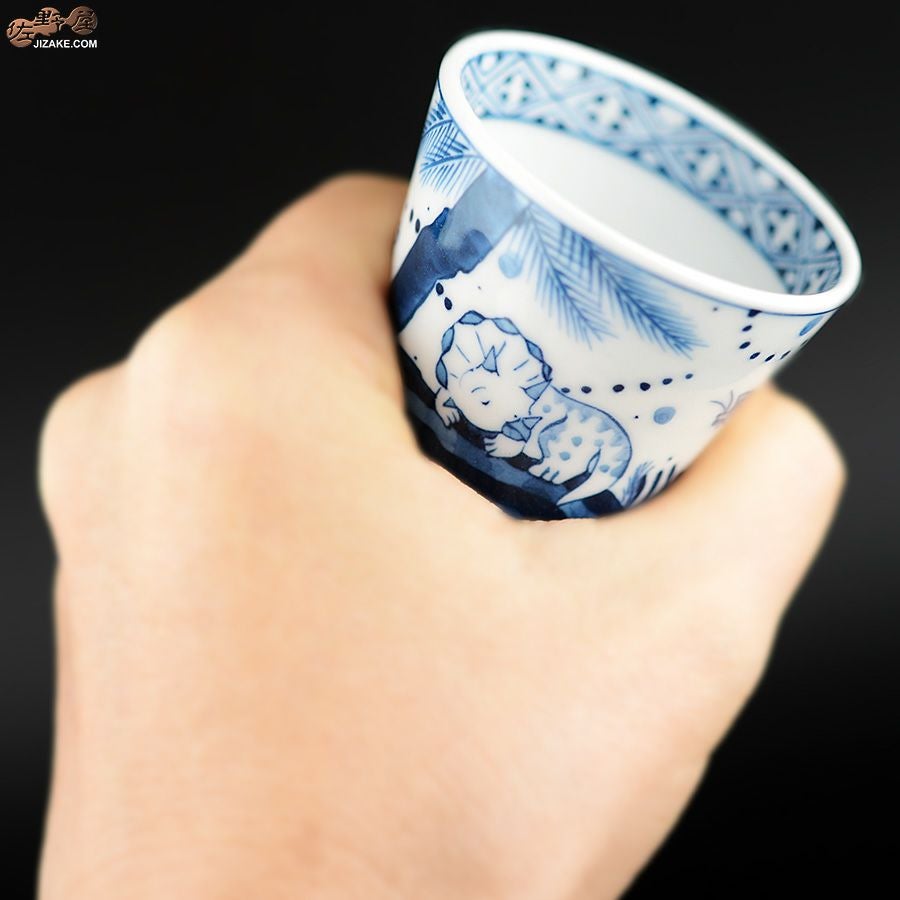 KoneKoneLabCue 染付ぐい呑み　トリケラトプス