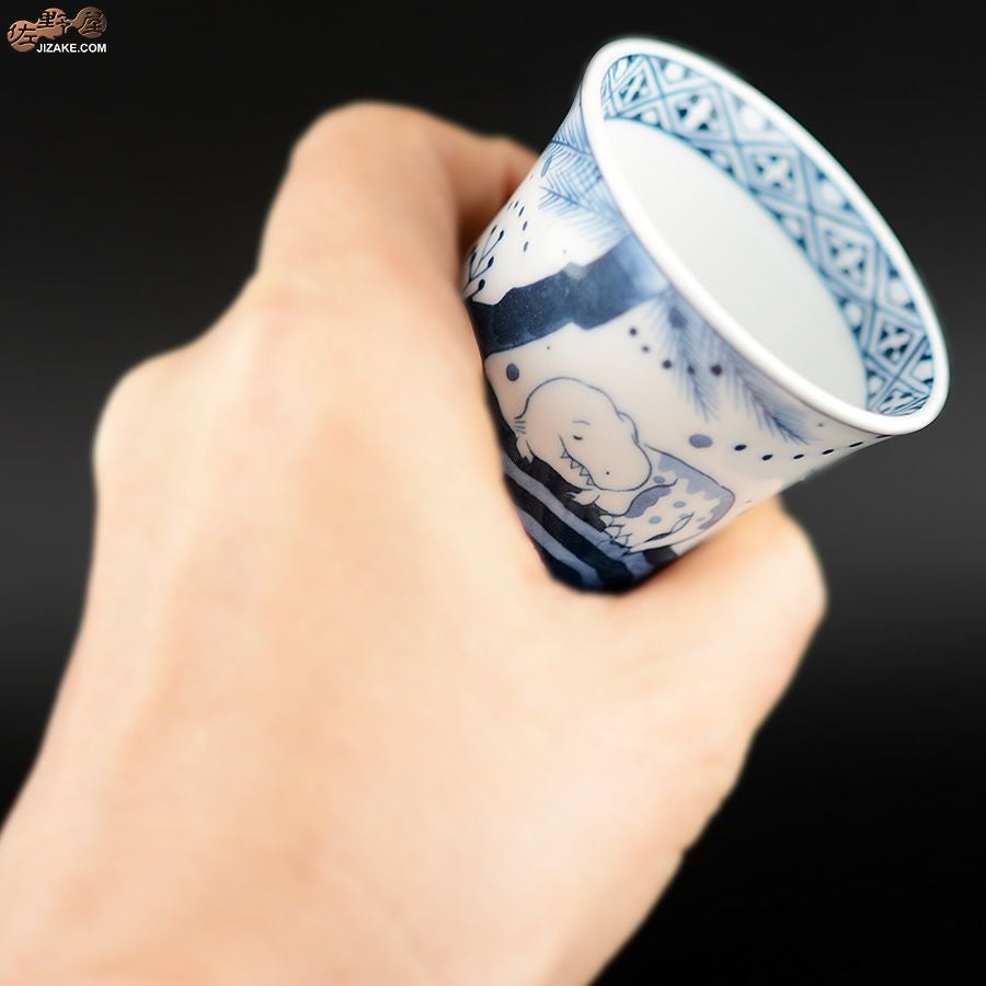 KoneKoneLabCue 染付ぐい呑み　ティラノサウルス