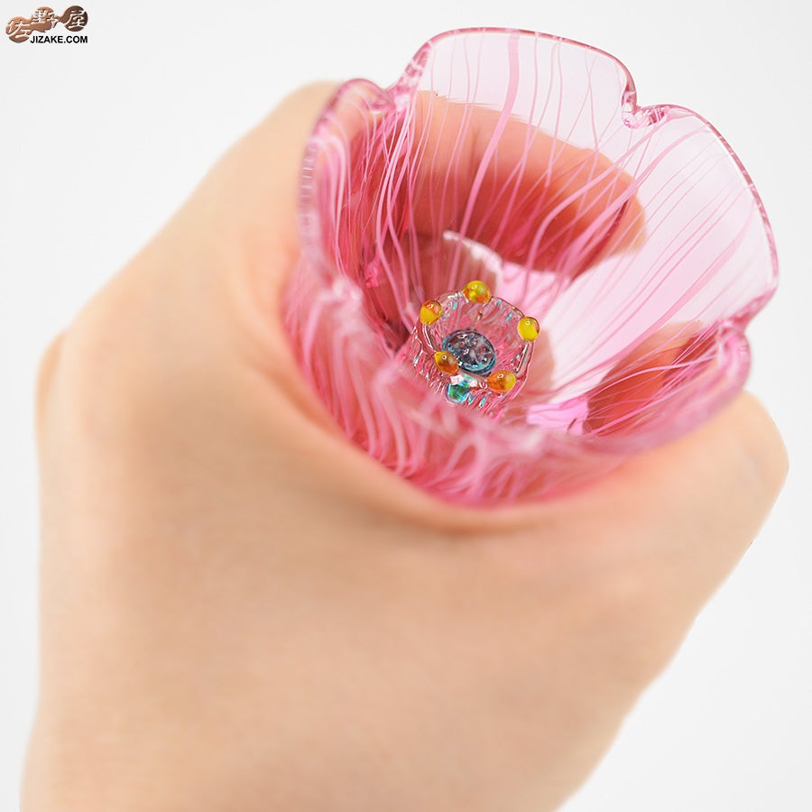 湯浅明子 お花のぐい呑み 濃ピンク