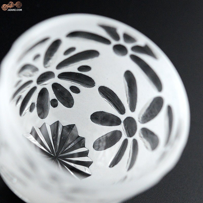塩原清夏　切子ぐいのみ　flower 白