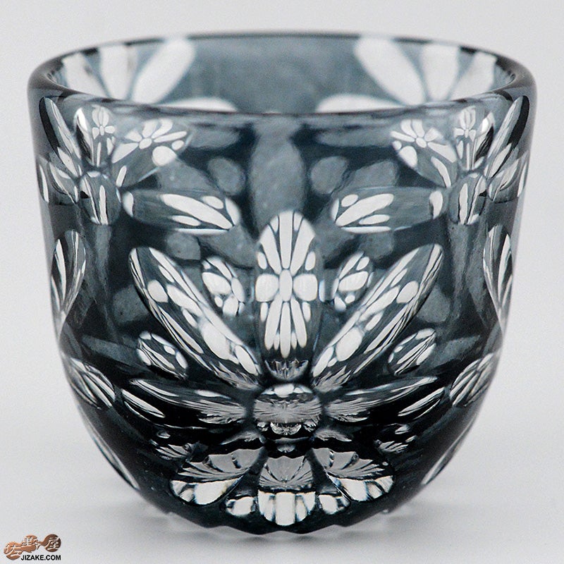 塩原清夏　切子ぐいのみ　flower 白