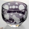 JOEglass　切子丸杯　戯れ猫　紫　ちょいちょい