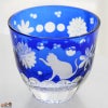 JOEglass　切子天開杯　戯れ猫　ちょいちょい花　ルリ