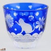 JOEglass　切子天開杯　戯れ猫　ちょいちょい花　ルリ