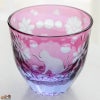 JOEglass　切子天開杯　戯れ猫　ちょいちょい花　金赤×ネオジウム