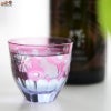 JOEglass　切子天開杯　戯れ猫　ちょいちょい花　金赤×ネオジウム