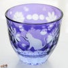 JOEglass　切子天開杯　戯れ猫　ちょいちょい花　金紫×ネオジウム