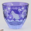 JOEglass　切子天開杯　戯れ猫　ちょいちょい花　金紫×ネオジウム