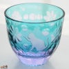 JOEglass　切子天開杯　戯れ猫　ちょいちょい花　グリーン×ネオジウム