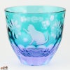 JOEglass　切子天開杯　戯れ猫　ちょいちょい花　グリーン×ネオジウム