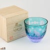 JOEglass　切子天開杯　戯れ猫　ちょいちょい花　グリーン×ネオジウム